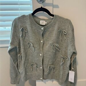 NWT Gray Cardigan with Bow Details